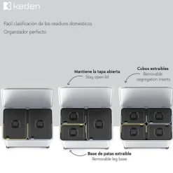 Keden Genbrugsskraldespand 2x23l Systema 56x39x41 Cm Søvfarvet Discount