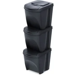 Keden Genbrugsskraldespand 39x29x45 Cm 3 Enheder Grå Best