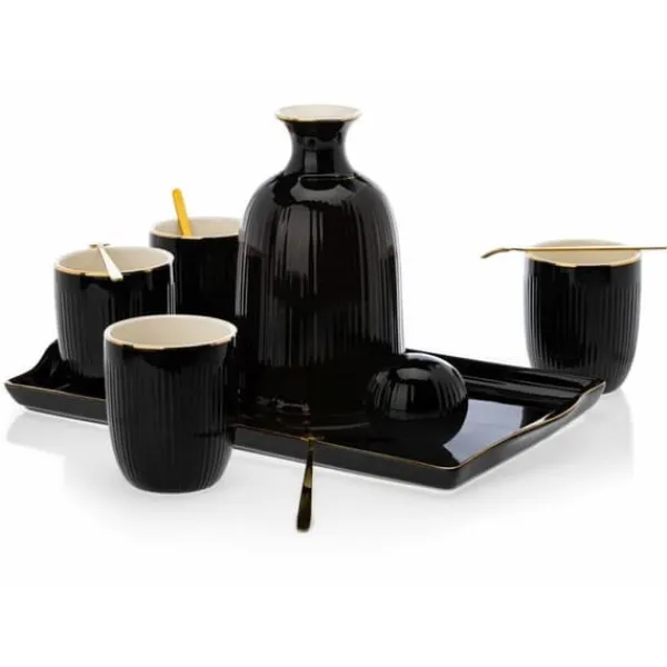 Kendi sort karaffel med kopper og bakke Online