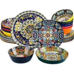 Tallerkener & Bordservicer>Keramisk Middagsservice, Blomsterdesign, Egnet til Hjem/Party,24 STK SÆT