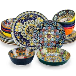 Tallerkener & Bordservicer>Keramisk Middagsservice, Blomsterdesign, Egnet til Hjem/Party,24 STK SÆT