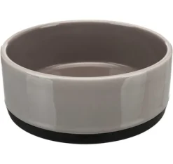 Trixie Tallerkener & Bordservicer>Keramisk skål med gummibund, 0,75 l/ø 16 cm, grå