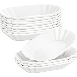 Keramiske Snacktallerkener, Oval Form, Solid Design,16 Styk