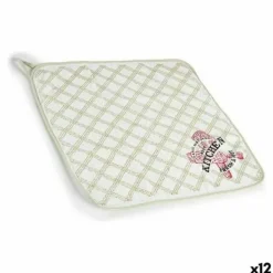 Grydelapper & Grillvanter>Kitchen Cloth Kinvara 1220 White Green 50 x 0,3 x 50 cm (12 Units)
