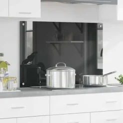 Køkken bagvæg i hærdet glas - Mørkegrå | Størrelse: 90x60x0.6 cm Best