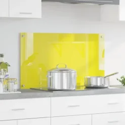 Køkken bagvæg i hærdet glas - Modern Design | Størrelse: 90 x 50 x 0.6 cm | Farve: Gul