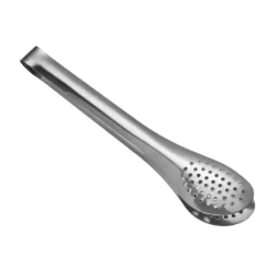 Køkken madtang 9 tommer rustfrit stål multifunktionel serveringstang med filterhul til hjemmerestaurant Online