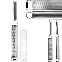 Køkken rivejern til grøntsager, ost, chokolade, frugt, stål, flad, 38 cm ORION 144803 Sale