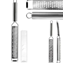 Køkken rivejern til grøntsager, ost, citrusfrugter, stål, flad, 38 cm ORION 144804 Clearance