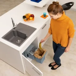 Køkkenaffaldsspand, Indbygget 2-rums affaldsspand, 35.5x25x47 cm, Grå Best