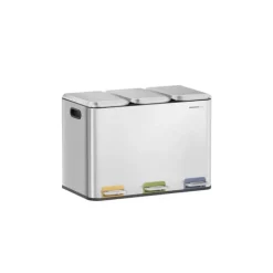 Affaldssorteringsspande>Køkkenaffaldsspand med 3 x 15 L rum, metallisk sølv