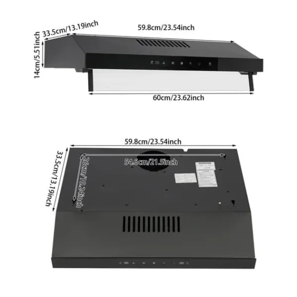 Køkkenemhætte, Smart Touch Kontrol, Kraftig Sugeevne,Sølv Clearance