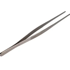 Køkkentænger>Køkkenpincet i rustfrit stål med savtakket spids, madlavningsværktøj til hjemmebrug, sølv