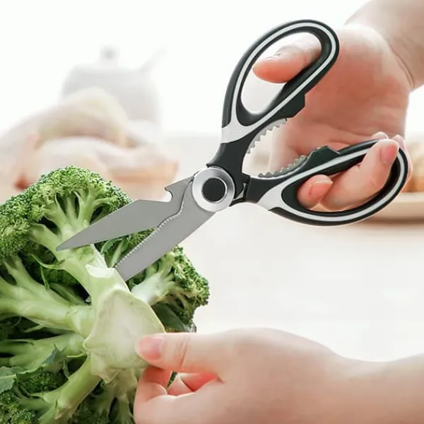 Køkkensaks i rustfrit stål - Heavy Duty multifunktionel madlavningssaks til fjerkræ, grøntsager, nødder og flasker Outlet