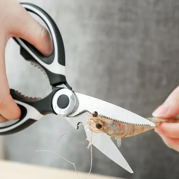 Køkkensaks i rustfrit stål - Heavy Duty multifunktionel madlavningssaks til fjerkræ, grøntsager, nødder og flasker Outlet