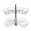 Køkkenorganisering>Køkkenskab hjørnekarusel - Drejbar Halvcirkelkurv - 270° Rotation - Højdejusterbar 71 cm - 2 Niveauer - Jern - Sølv