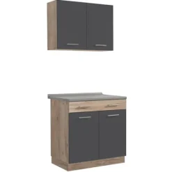 Køkkenskab, 80x180x60 cm, Grå