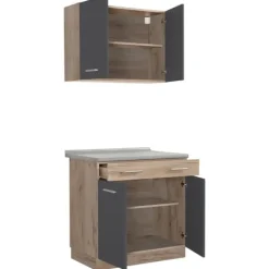 Køkkenskab, 80x180x60 cm, Grå