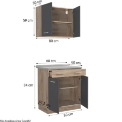 Køkkenskab, 80x180x60 cm, Grå