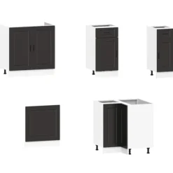 Køkkenskabssæt Porto 11 dele - Elegant design i konstrueret træ | Farve: Sort Best