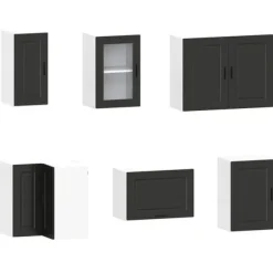 Køkkenskabssæt Porto 11 dele - Elegant design i konstrueret træ | Farve: Sort Best