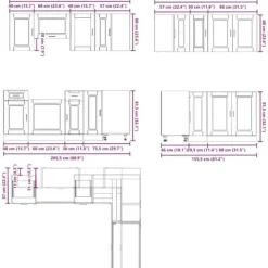 Køkkenskabssæt Porto 11 dele - Elegant design i konstrueret træ | Farve: Sort Best