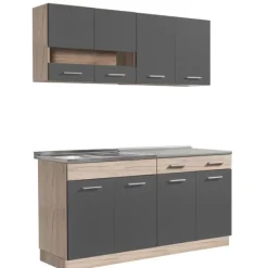 Monteringsfärdiga Kök & Pentryn>Køkkenskabssæt, 160x60x206,5 cm, Grå