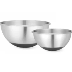 Køkkenskål i stål med silikonebund og 3-liters målebæger. 265 x 125 mm Best