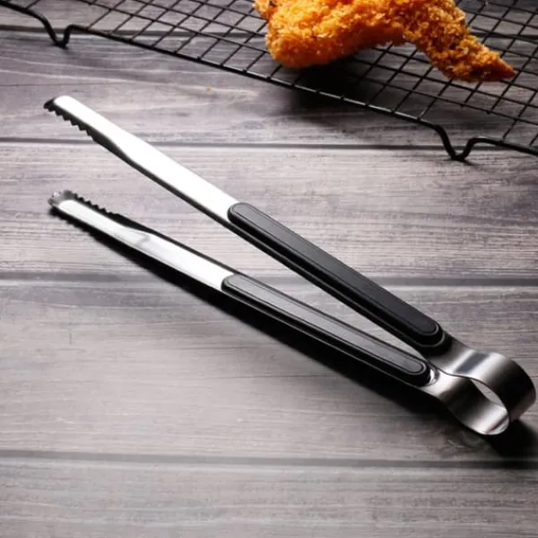 Køkkentang Rustfrit Stål BBQ Steak Clip 25,5 cm Sort Outlet