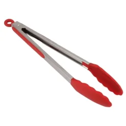 Køkkentænger Silikone rustfrit stål Varmebestandig anti-skrid madserveringstang til bagning Madlavning Rød 35 cm / 13.8in Sale
