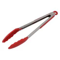 Køkkentænger Silikone rustfrit stål Varmebestandig anti-skrid madserveringstang til bagning Madlavning Rød 35 cm / 13.8in Sale