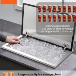 Isspande & Kølere>Køleboks 60x50x38 cm, Drop-in Iskiste, Rustfrit stål med cover, holdbar, perfekt til udendørs brug