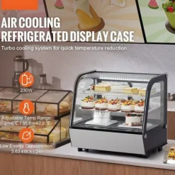 Kølemontre Bageri Display Køleskab 4,2 cu ft/115L, 2-niveau, energibesparende, elegant design til professionelt brug. Online