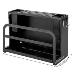 Køkkenorganisering>Knivblok, Kulstofstål, Multifunktionel Opbevaring,sort