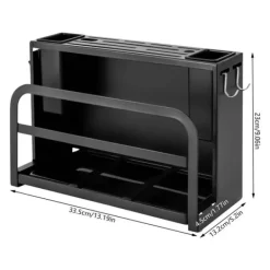 Køkkenorganisering>Knivblok, Kulstofstål, Multifunktionel Opbevaring,sort