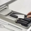 Køkkenorganisering>Knivindsats til skuffe til 9 køkkenknive – Grå