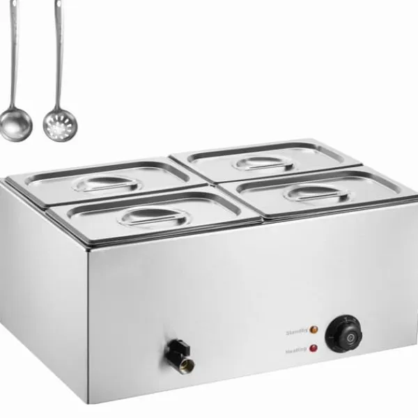 Madopvarmere>Kommerciel Elektrisk Madvarmer 4-Pande, Bordplade Buffet 15L Bain Marie, hurtig opvarmning, ideel til restauranter.