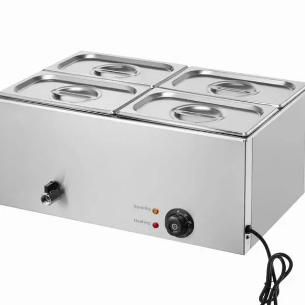 Madopvarmere>Kommerciel Elektrisk Madvarmer 4-Pande, Bordplade Buffet 15L Bain Marie, hurtig opvarmning, ideel til restauranter.