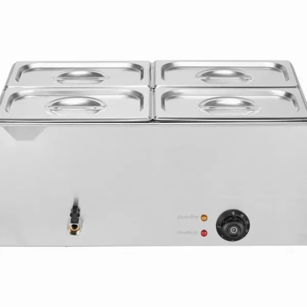 Madopvarmere>Kommerciel Elektrisk Madvarmer 4-Pande, Bordplade Buffet 15L Bain Marie, hurtig opvarmning, ideel til restauranter.
