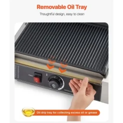 Kommerciel Panini Presse Grill, Sandwichmaker, 34x23 cm Stegeplade, Hurtig Opvarmning, Anti-Slip Fødder Discount