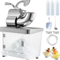 Isknusere & Ice Shavers>Kommerciel snekeglemaskine 180 kg/H, 1450 r/min, isoleret isboks, PC-materiale, rustfrit stål, holdbar.