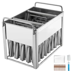 Kommercielle ispindeforme, 40 stk cylindriske ispopforme, rustfrit stål ispinde, ismagerformholder med 50 stk ispinde, holdbar kvalitet Clearance