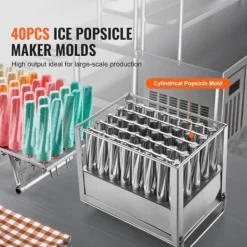 Kommercielle ispindeforme, 40 stk cylindriske ispopforme, rustfrit stål ispinde, ismagerformholder med 50 stk ispinde, holdbar kvalitet Clearance