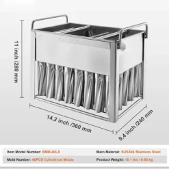 Kommercielle ispindeforme, 40 stk cylindriske ispopforme, rustfrit stål ispinde, ismagerformholder med 50 stk ispinde, holdbar kvalitet Clearance