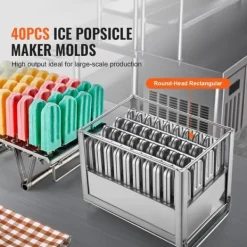 Kommercielle ispindeforme 40 stk, rund hoved dobbelt slids, rustfrit stål ispinde, ismagerformholder, holdbare ismagerforme Clearance