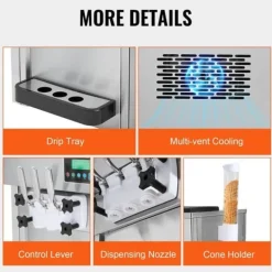 Kommmerciel Soft Serve Ismaskine 20L/t Kapacitet 3 Smagsvarianter Bordplade Best