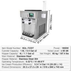 Kommmerciel Soft Serve Ismaskine 20L/t Kapacitet 3 Smagsvarianter Bordplade Best