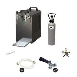 Ølhaner>Komplet sæt - fadølsanlæg - STREAM 80 ølkasse, flowkøler 2-linet tørkøler, KEG:NC adapter, KEG 2:NC adapter