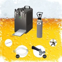 Ølhaner>Komplet sæt - fadølsanlæg - STREAM 80 ølkasse, flowkøler 2-linet tørkøler, KEG:5 liters adapter, KEG 2:uden