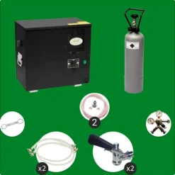 Ølhaner>Komplet sæt Fadølsanlæg, AS-40, 2 linier våd køligere, grønne linje, KEG 2:Type M, KEG:NC adapter